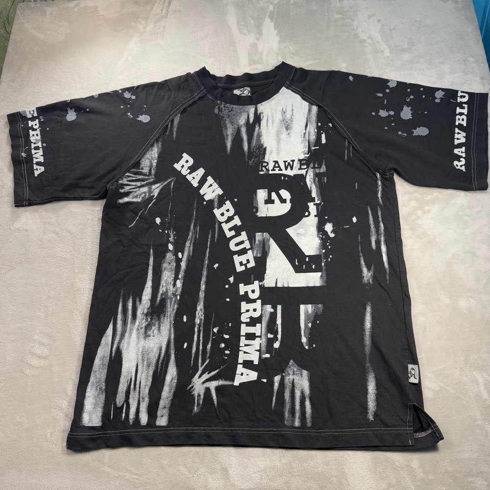 Raw Blue Nu Realms Shirt Men's Sz 2XL Y2K AOP